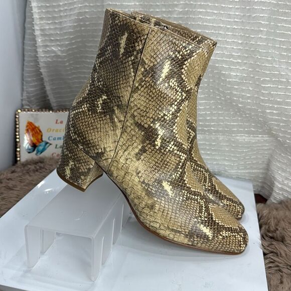 (R2) Sam Edelman Regaen Exotic Snake Print Booties in Wheat, Women's Size 10 - Picture 5 of 15